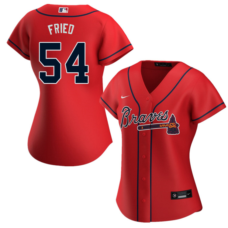 Nike Women #54 Max Fried Atlanta Braves Baseball Jerseys Sale-Red